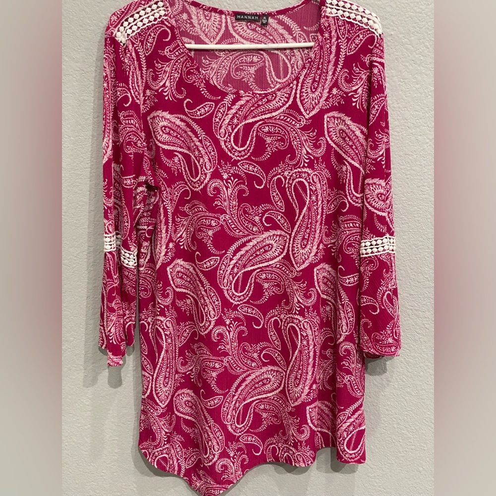 Pretty Hannah Blouse in Pink and White / XL